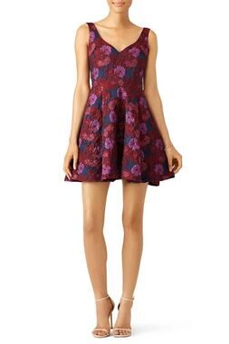 Nicole Miller Women's 2 Wildflowers Sweetheart Jacquard Fit & Flare Dress S5-5